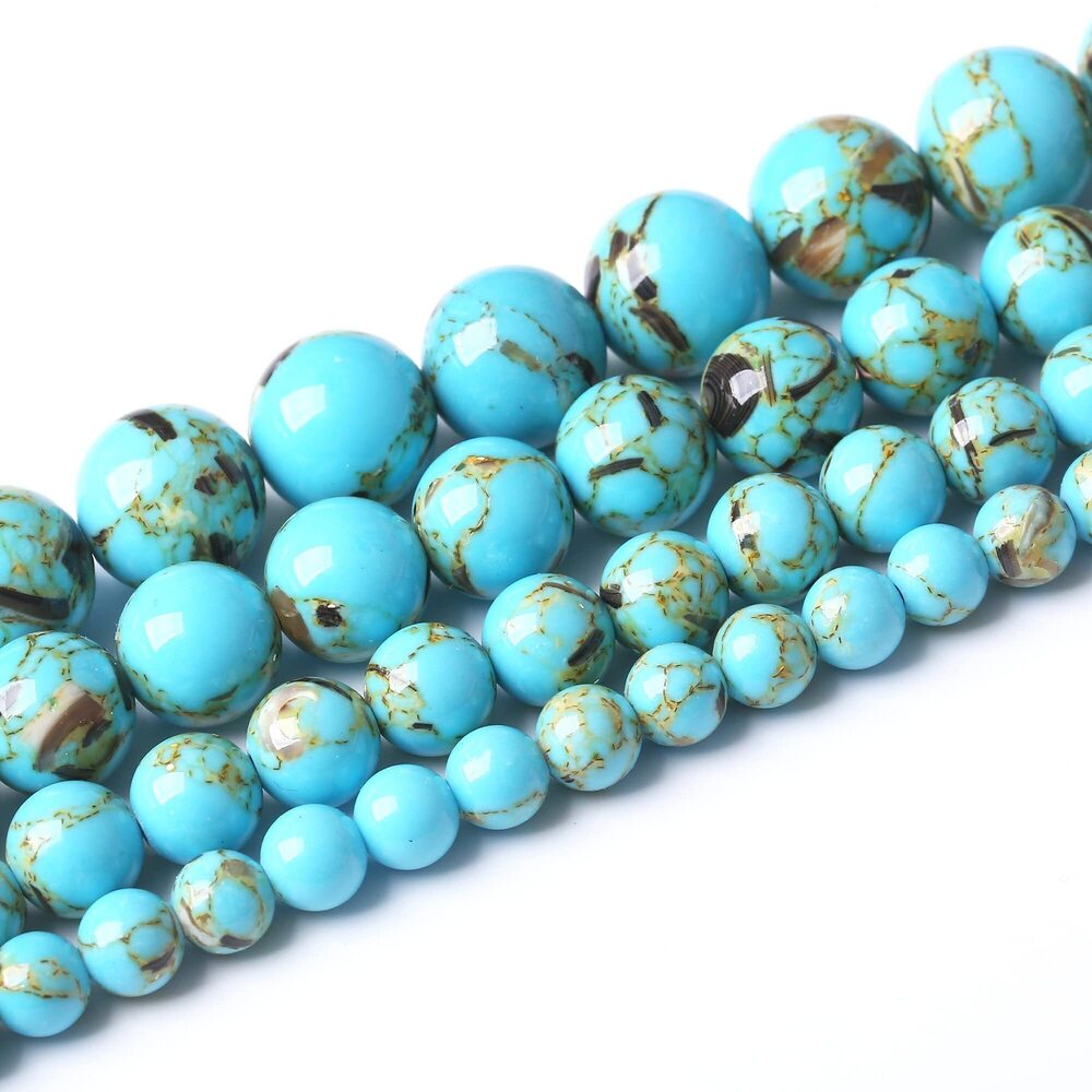 9939 12MM Blue Shell Turquoises Round Loose Beads Natural Gem Beads Crystal